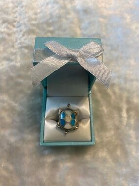 🍀VTG Turtle Ring in Blue and White